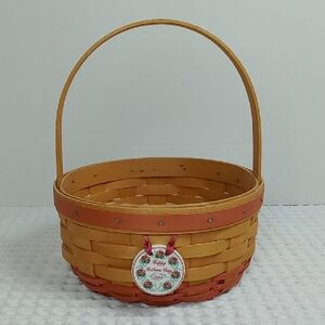 Longaberger Handwoven Basket with Natural Wood Finish Happy Mother's Day 1998